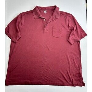 Lands’ End Polo Shirt Mens 3XL Tall Burgundy Red Short Sleeve Soft Cotton